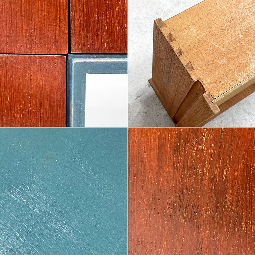 北欧ビンテージ Scandinavian vintage チーク材 ペインテッド 両袖デスク 5ドロワー テーパードレッグ W141cm 北欧家具 ●