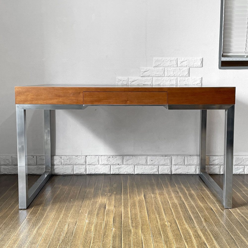 イデー IDEE アティーノ ATINO デスク ダイニングテーブル ワークテーブル ウォールナット材 スチール 抽斗1杯 W130cm モダンデザイン 廃番 ◎