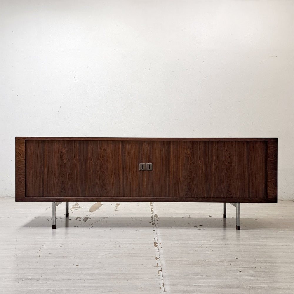RYモブラー RY Mobler RY25 ローズウッド サイドボード スチールレッグ ハンス・J・ウェグナー 蛇腹扉 W200cm デンマークビンテージ 北欧家具 ●