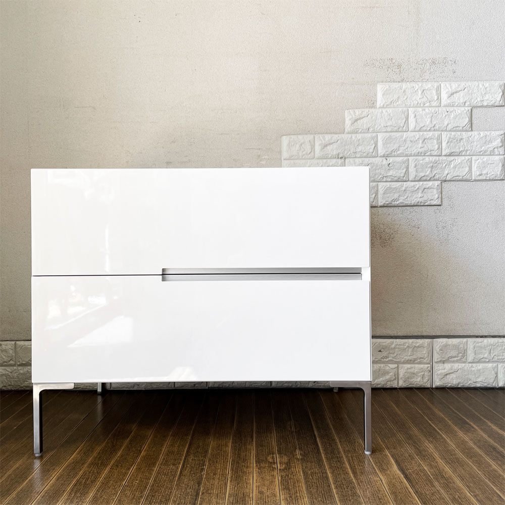 アクタス ACTUS ブラン BLANC 2-CHEST チェスト 2ドロワー W75cm ホワイト スチール脚 モダンスタイル 廃番 ◎