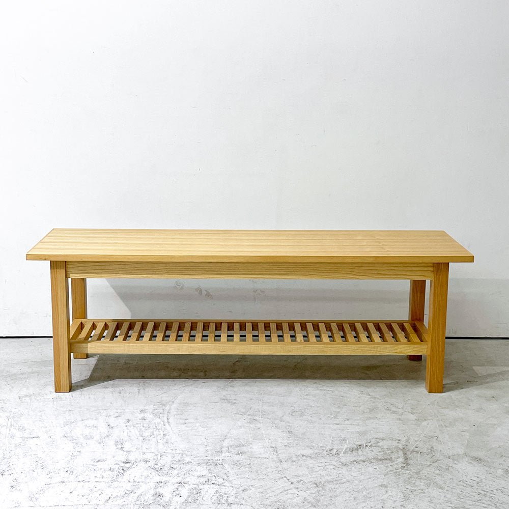 アクタス ACTUS ポトス POTHOS ダイニングベンチ ベンチチェア アッシュ材 リビングテーブル W120cm マガジンラック付き ナチュラルモダン ●