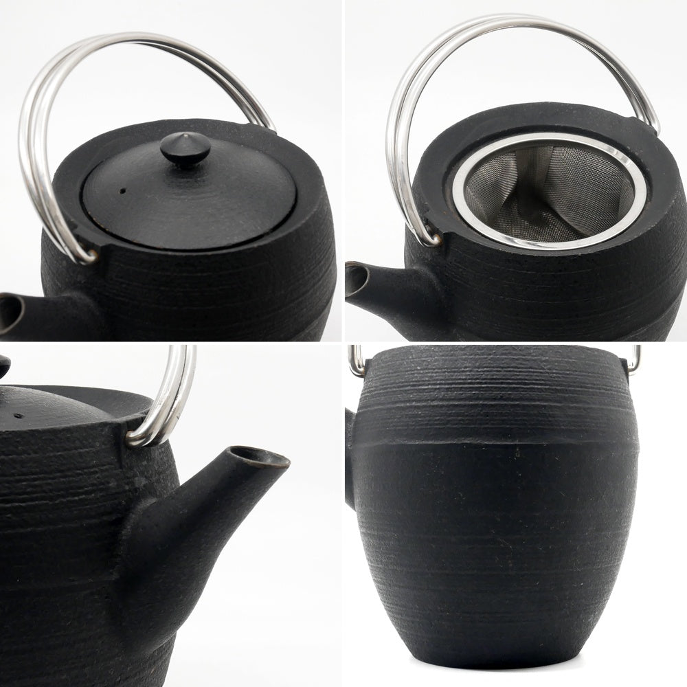 鋳心ノ工房 Chushin Kobo ティーポット 急須 鉄瓶 丸筒 Sサイズ HS-21S  鋳鉄 茶漉し ステンレスつる 0.45L ●