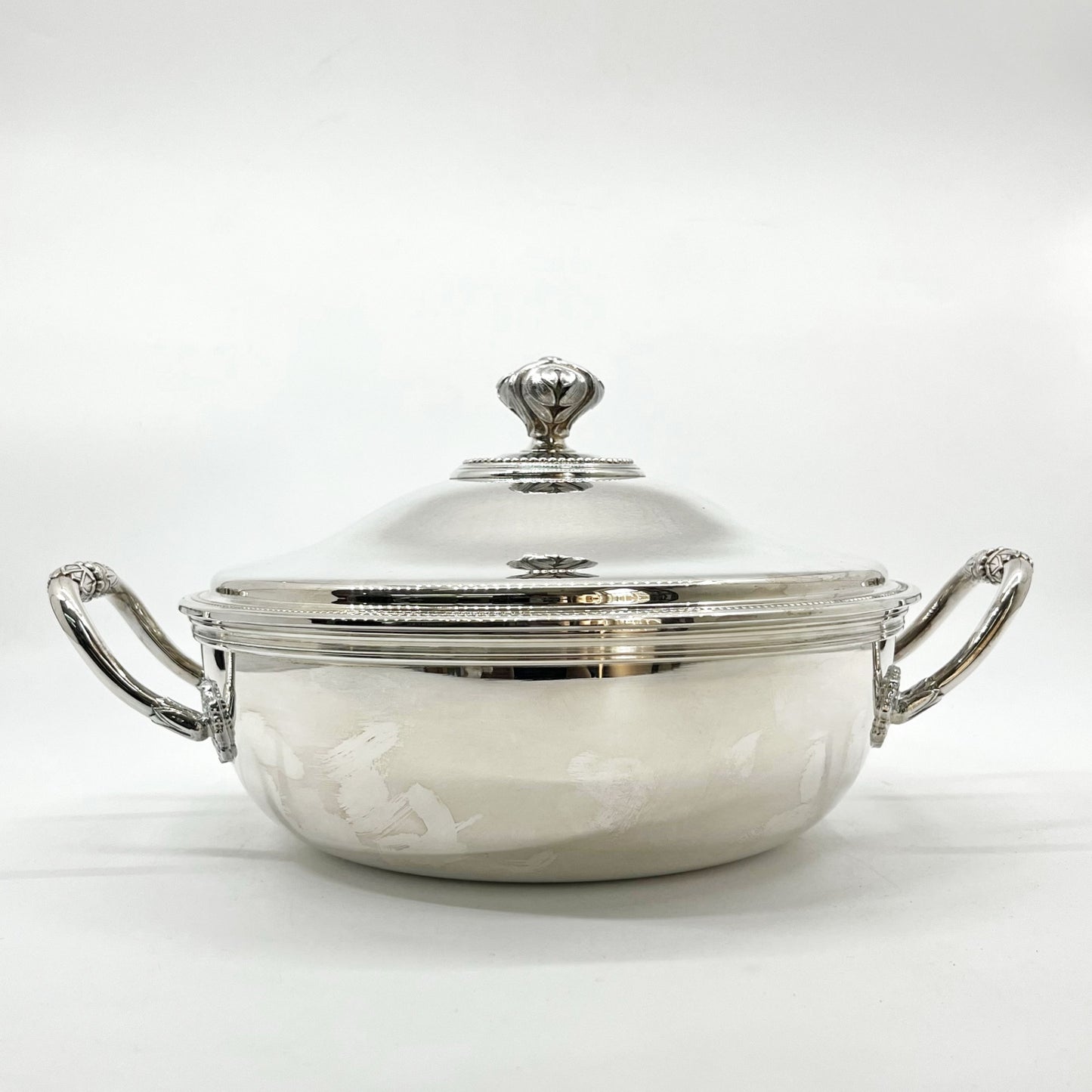 クリストフル CHRISTOFLE ベジタブルディッシュ Vegetable Dish スープチューリン 蓋付両手鍋 W30cm 銀メッキ フランス ●