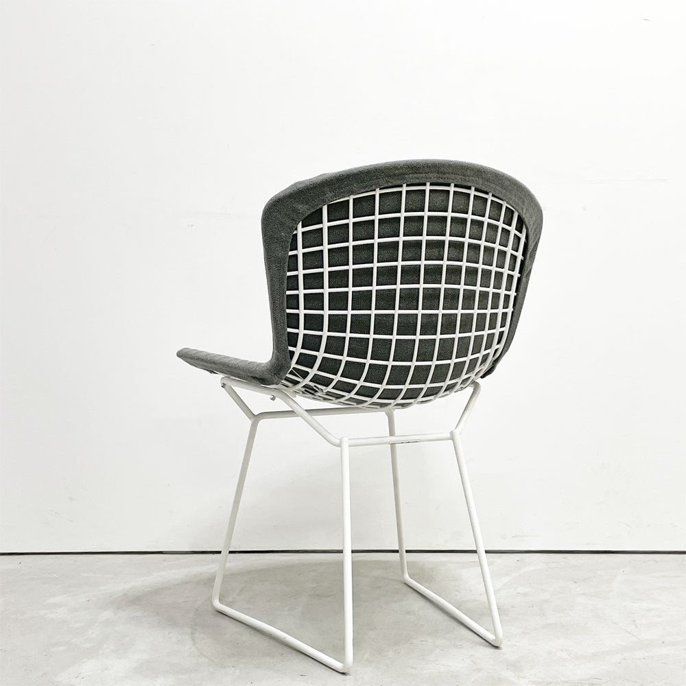 ノル Knoll 420 サイドチェア ワイヤーチェア ダイニングチェア ホワイト × グレー ファブリック フルカバー仕様 ハリー・ベルトイア ミッドセンチュリー ビンテージ A ●