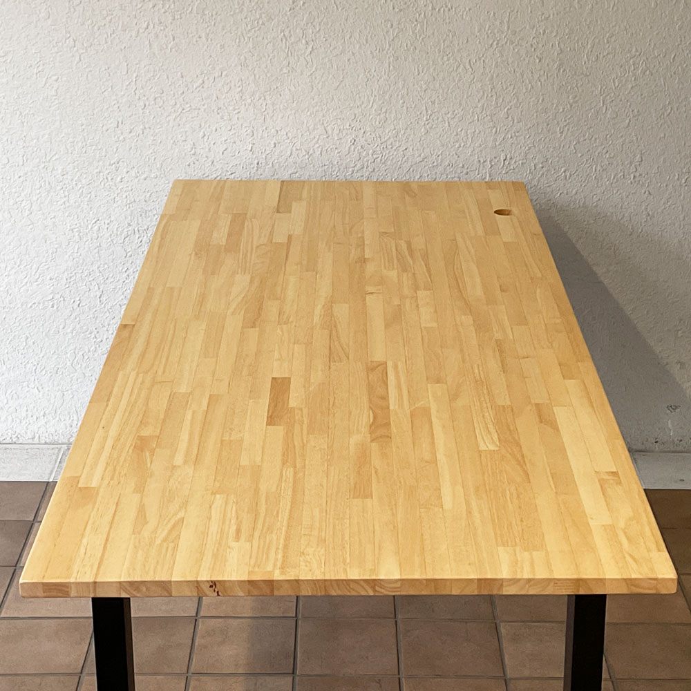 かなでもの KANADEMONO ザ・テーブル THE TABLE ダイニングテーブル デスク ラバーウッド無垢材 W180 x D80 cm スチール スクエアレッグ ブラック ◇