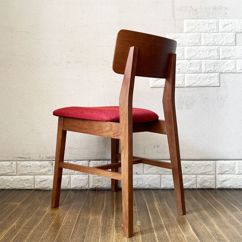 フランフラン Francfranc コムンチェア COMUN CHAIR ダイニングチェア アッシュ材 レッド ファブリックシート 北欧スタイル 廃番 ◎