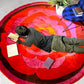 デッソ DESSO ビンテージラグマット Round flower ラウンド  Φ250 バラ フラワー 60～70'S ポップ フランス ●