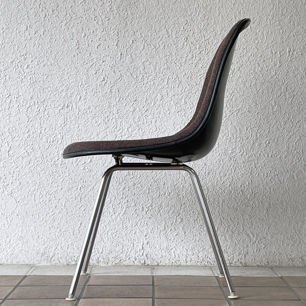 ハーマンミラー Herman Miller サイドシェルチェア MFS製 FRP アプホルスター ファブリック Hベース イームズ ビンテージ 張替え済 ◇