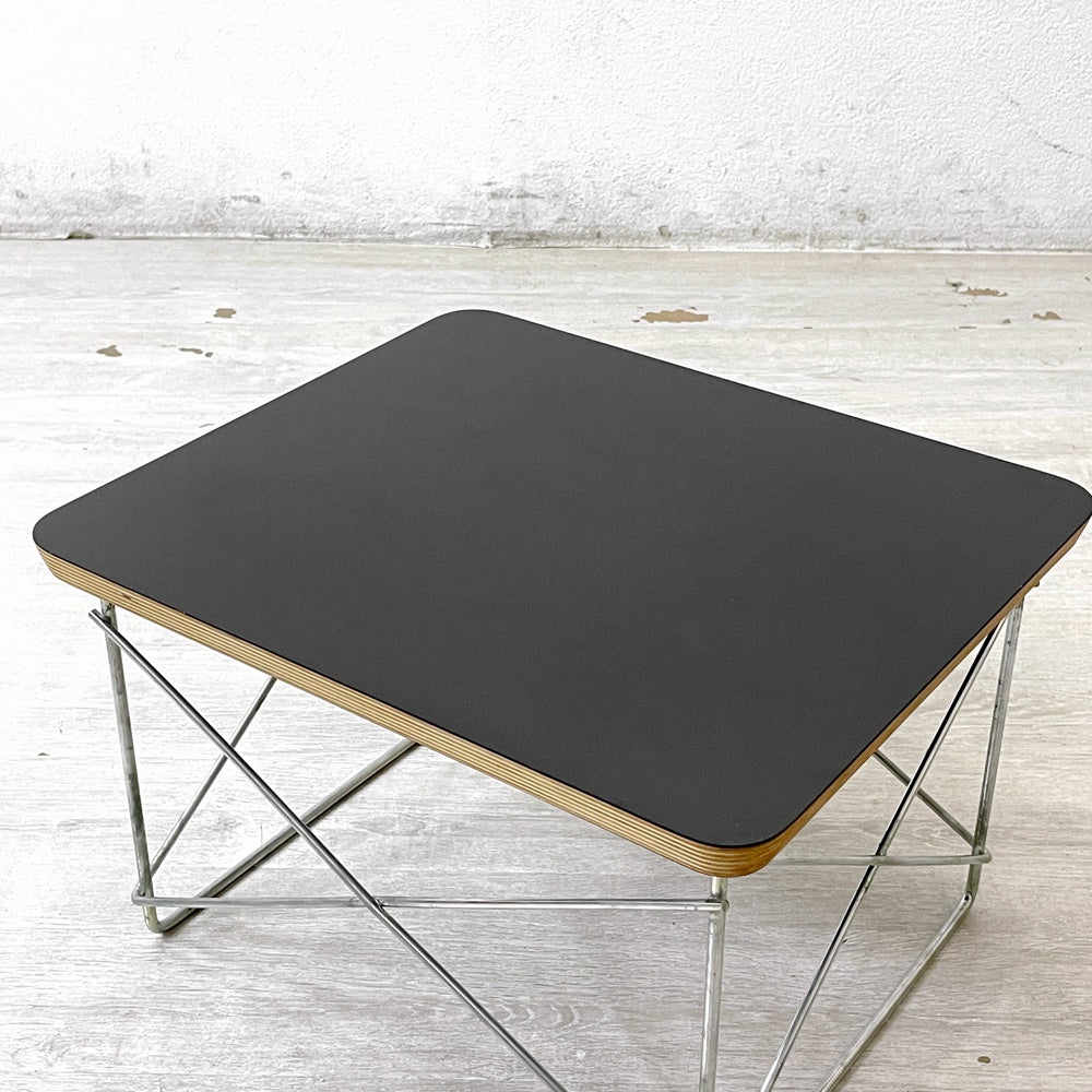 ハーマンミラー Herman Miller LTRT ワイヤーベース ローテーブル メラミントップ バーチ材 C&R イームズ ブラック お膳 W39.5cm ミッドセンチュリー ●