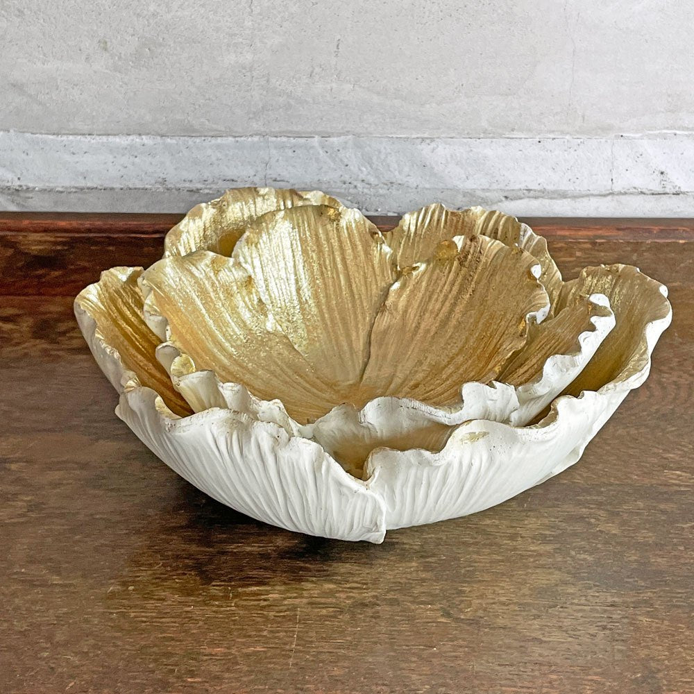 カレ KARE フラワーブルーム Bowl Flower Bloom クリームゴールド Cream Gold キャンドルホルダー ボウル プレート 2枚セット 廃番 ♪