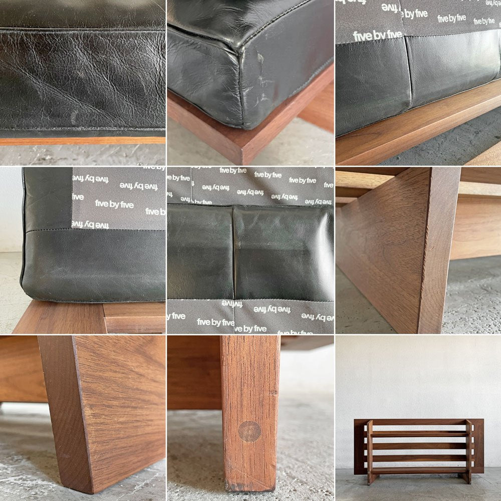 アクタス ACTUS ファイブバイファイブ five by five ティル TILL 2シーターソファ W160cm ウォールナット材 本革 ブラックレザー 廃番 〓