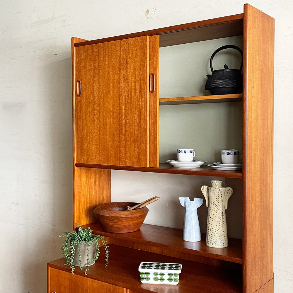 スウェーデン ビンテージ Swedish vintage チーク材×オーク材 キャビネット ブックシェルフ ルームディバイダー W85cm 北欧家具 北欧ビンテージ ■