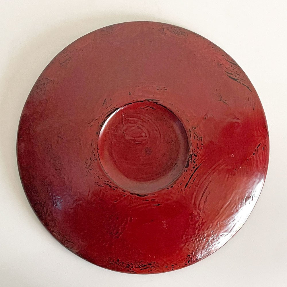 近藤保 Tamotsu Kondo 8寸皿 平皿 木製プレート 漆器 朱漆 Φ24cm 現代作家 ■