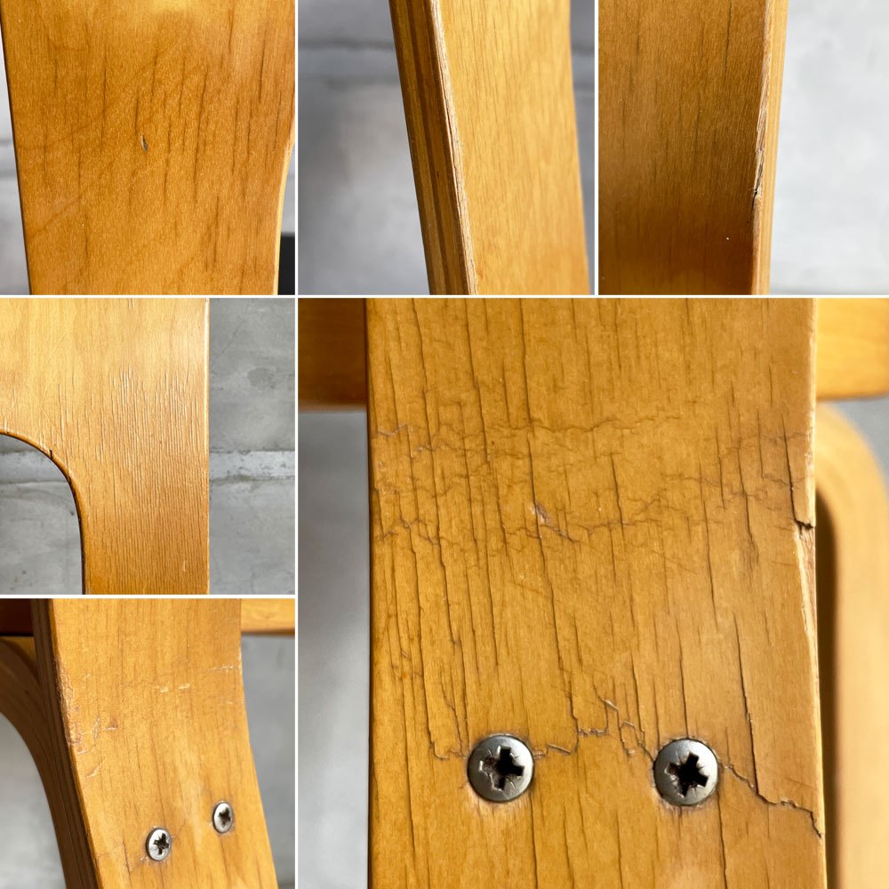 アルテック artek ビンテージ チェア66 CHAIR66 ダイニングチェア バーチ材 ブラックリノリウム アルヴァ・アアルト フィンランド 北欧家具 ♪