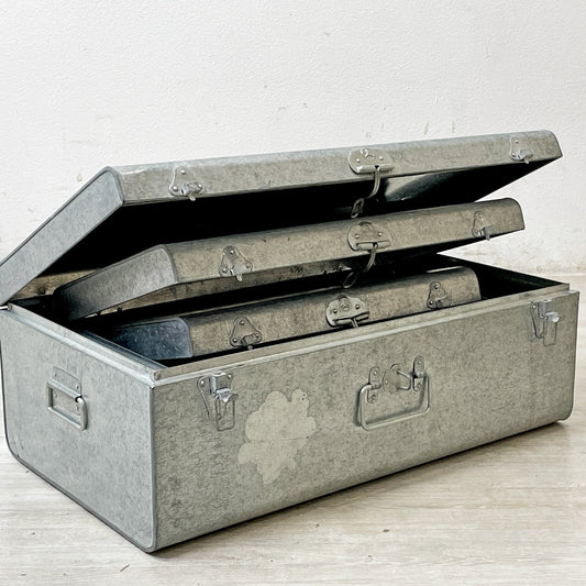 ザ・コンランショップ THE CONRAN SHOP ガルバナイズドトランク Galvanized Trunk 3点セット スーツケース ツールボックス ブリキ 廃番 ●