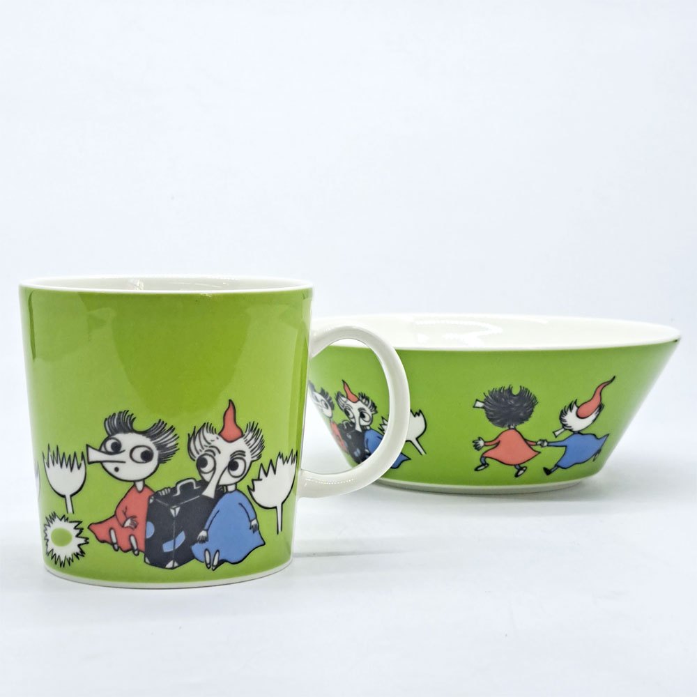 アラビア ARABIA ムーミン Moomin マグカップ トフスランとビフスラン ライトグリーン 廃番 フィンランド 北欧食器 ●