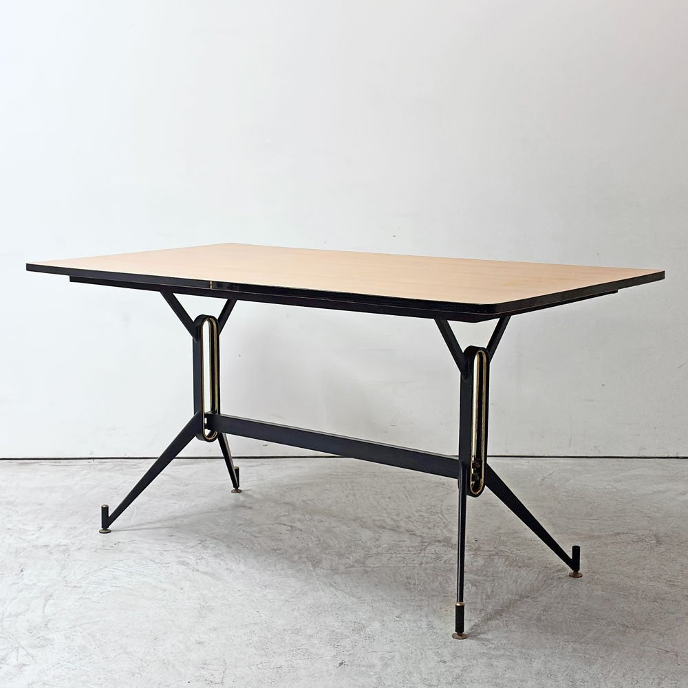 ザ・コンランショップ THE CONRAN SHOP ビンテージアイアンレッグ ダイニングテーブル W150cm 真鍮 高さ調整アジャスター付き ビュッフェテーブル カフェ ビストロ  ●