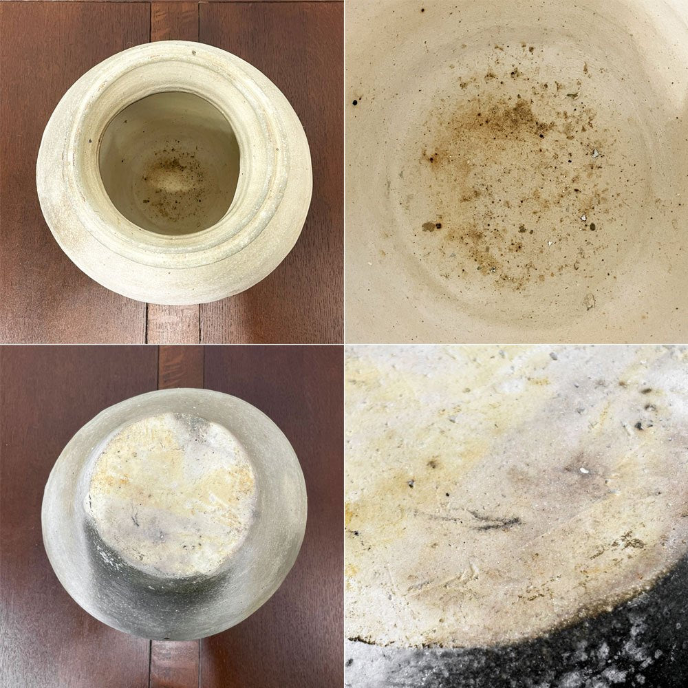 田宮亜紀 AKI TAMIYA 壺 花器 無釉 Φ30cm 現代作家 ●