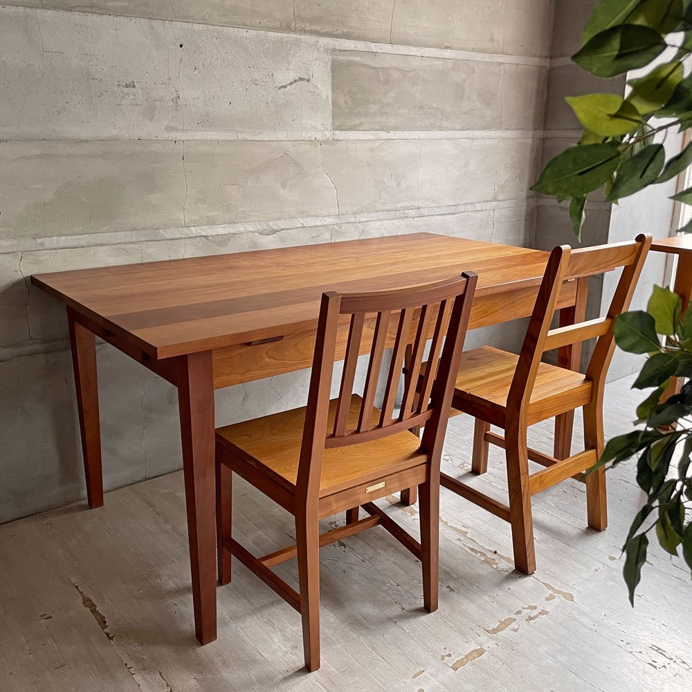 北の住まい設計社 KITANOSUMAISEKKEISHA ミッションチェア Mission chair アームレスチェア ダイニングチェア 板座 チェリー無垢材 廃番 ♪