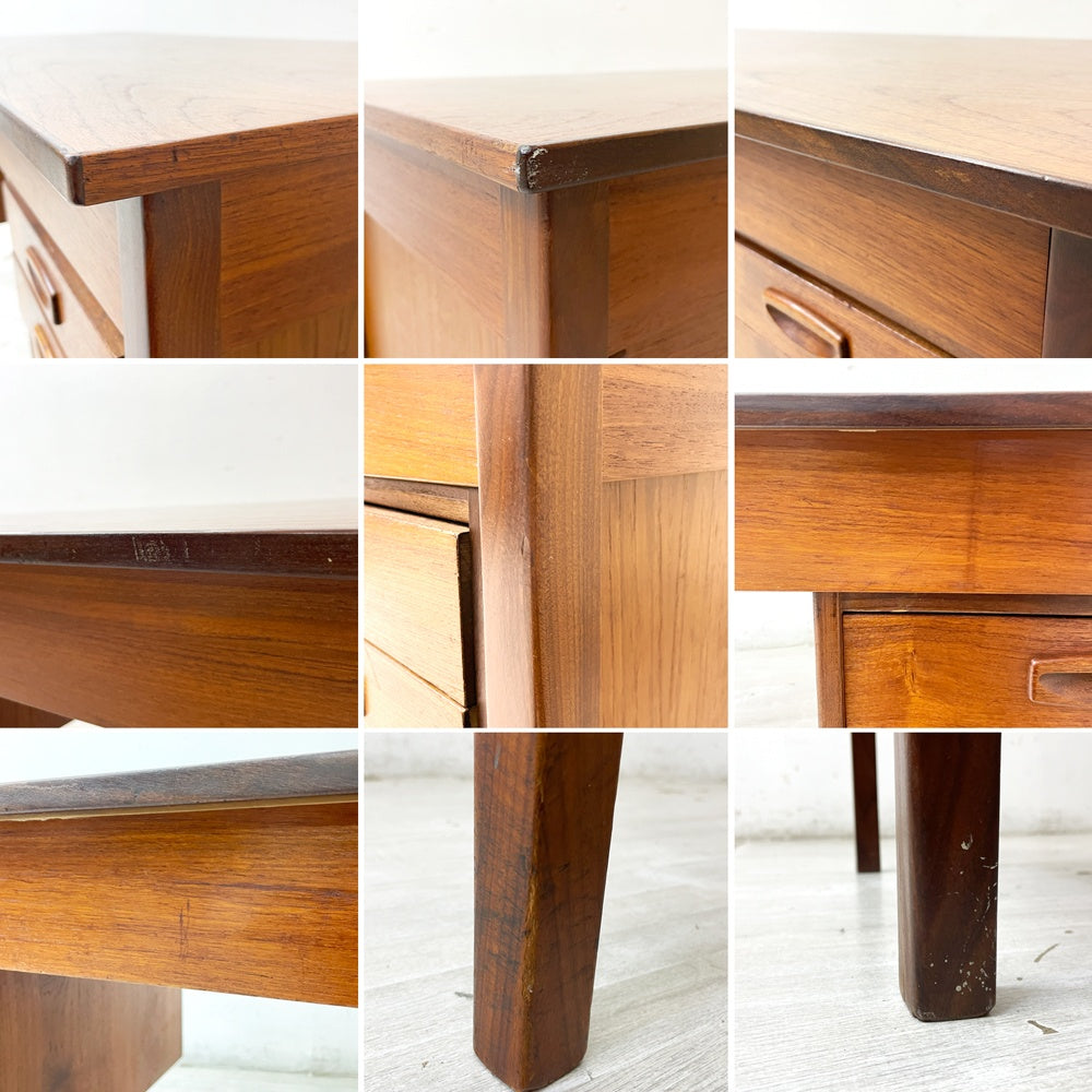 デンマークビンテージ Danish Vintage チーク材 両袖デスク 袖机 パーソナルデスク 北欧家具 ●