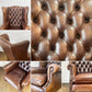 ロイズアンティークス Lloyd's Antiques リプロダクションシリーズ チェスターフィールド B&Cウイングチェア 1シーターソファ 鋲 本革 英国 ◎