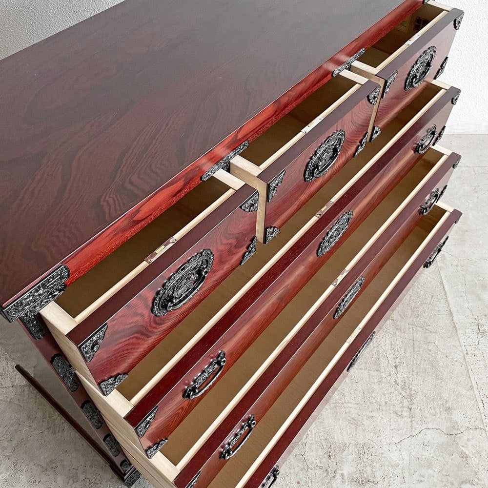 境木工 SAKAI MOKKO 吉野民芸 40 整理タンス 抽斗6杯 欅材 W120cm 鍵付 和箪笥 大川家具 参考価格￥327,800- 〓