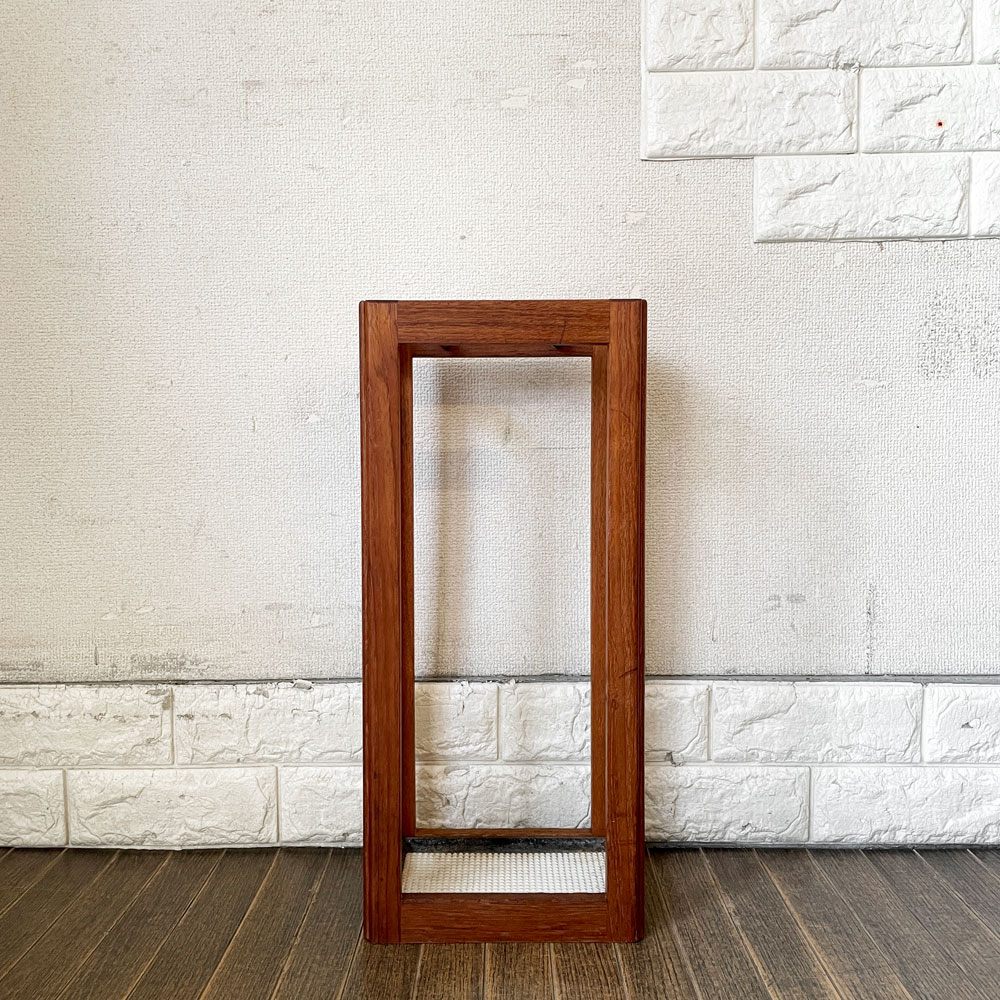 ジャパンビンテージ Japan Vintage チーク材 アンブレラスタンド 傘立て H50cm フック付 レトロ ◎