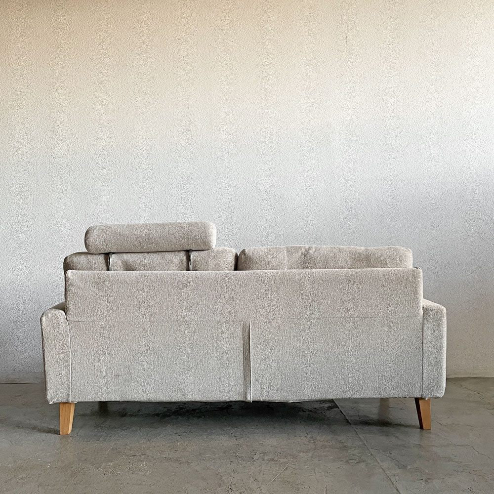 モモナチュラル MOMO Natural フォノ PHONO 3人掛けソファ カバーリングファブリック オフホワイト系 アルダー材脚 W176cm ヘッドレスト付 定価￥157,000-以上 〓