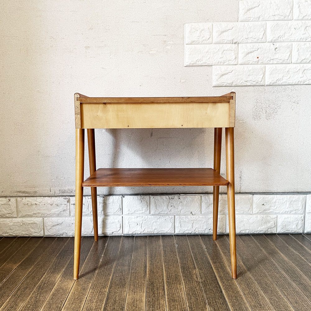 デンマークビンテージ Danish Vintage チーク材×ビーチ材 ベッドサイドテーブル W47cm 1ドロワー 北欧家具 talo取扱 ◎