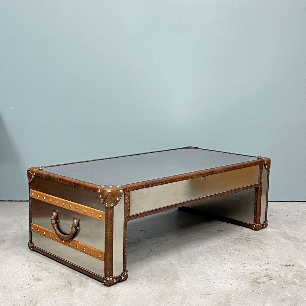 ハロ HALO スラブ SLAB スモール コーヒーテーブル W121cm ブラッシュドスチール 牛革 英国 アスプルンド取扱い  ◎