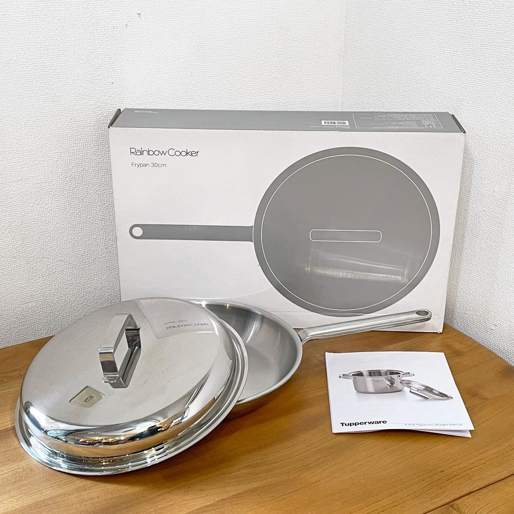 タッパーウェア Tupperware レインボークッカー プレミアム Ⅱ 30㎝ フライパン 蓋付 日本未発売 IH対応 箱付き ◎