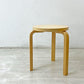 アルテック Artek スツール60 Stool60 バーチ材 ナチュラルラッカー 3本脚 アルヴァ・アアルト フィンランド ●