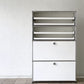 USMハラー USM Haller モジュラーファニチャー キャビネット シェルフ 1列4段 W77cm エクステンションシェルフ×4+ドロップダウン+ドロワー 定価431,595円 ◇