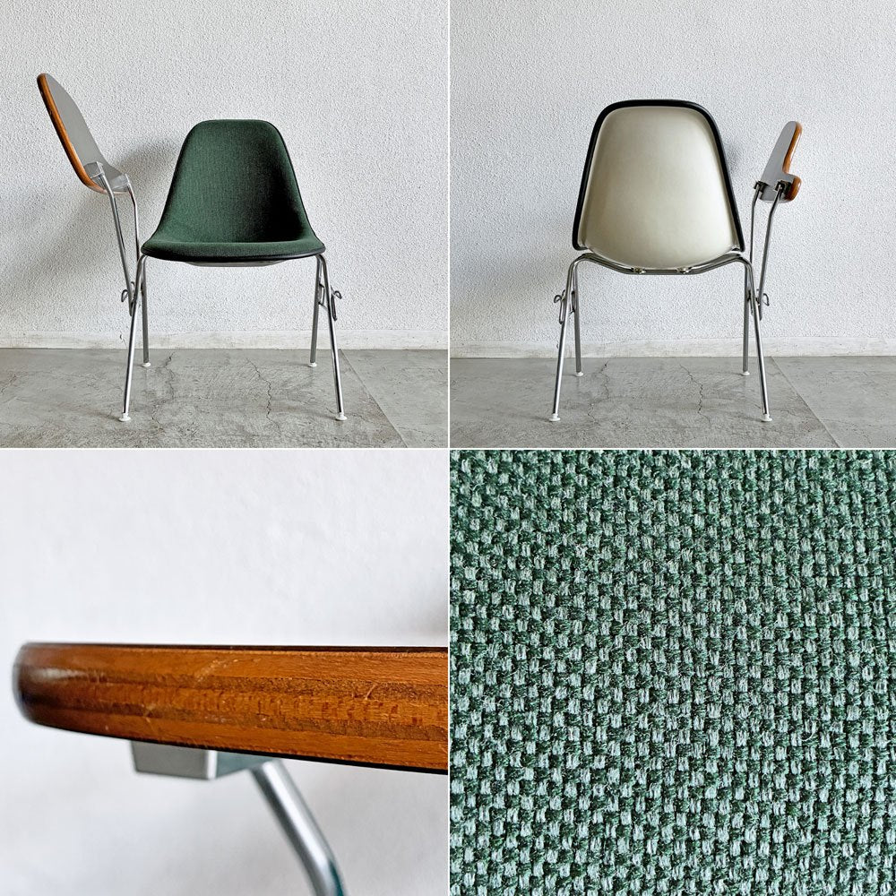 ハーマンミラー Herman Miller サイドシェルチェア セカンド 2nd ビンテージ アプホルスター スクールベース 肘掛けテーブル付 イームズ ミッドセンチュリー B 〓