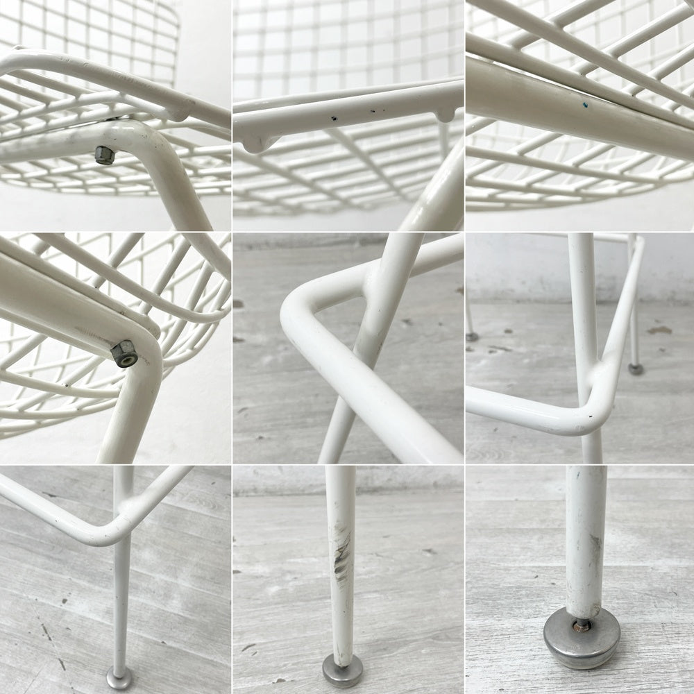 ノル Knoll Counter Height Stool カウンター ハイスツール ワイヤーチェア ホワイト ハリー・ベルトイア ミッドセンチュリー シートパッド付き ビンテージ ●