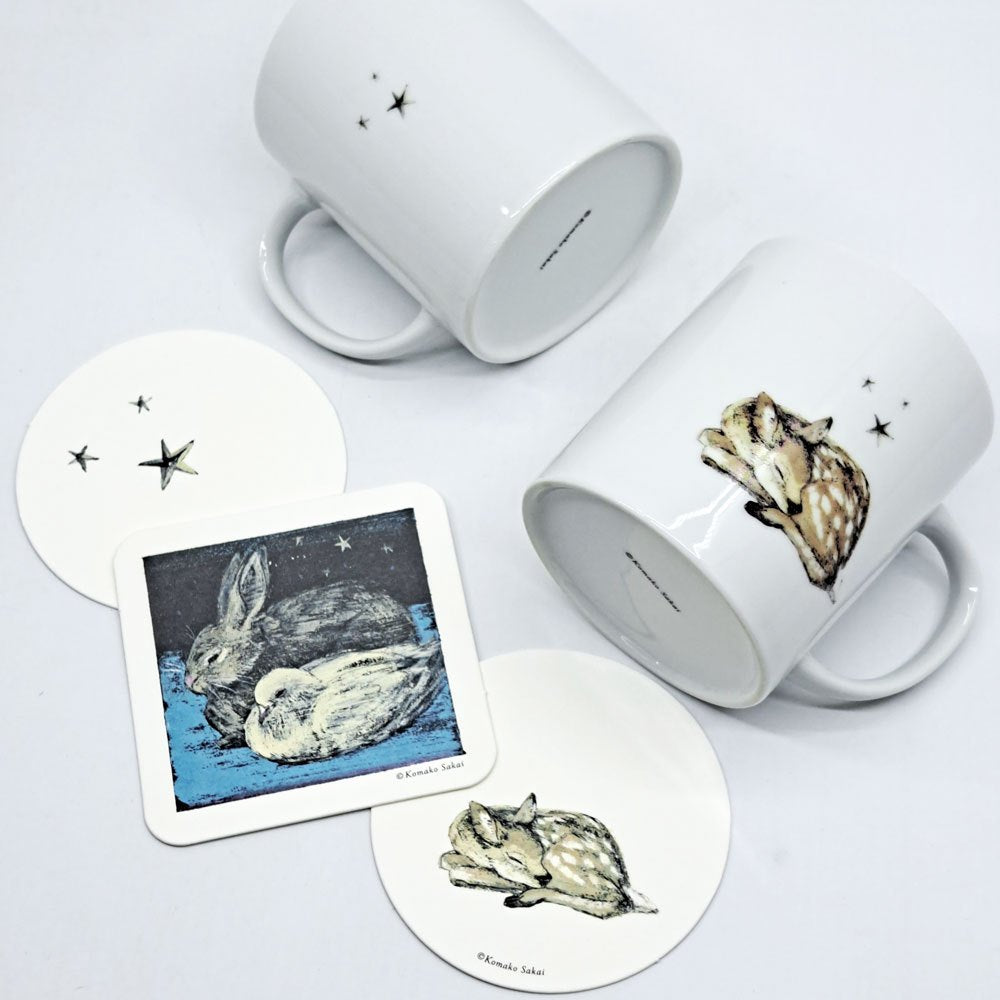 酒井駒子 鹿と星のマグカップ 糸井重里 冬のほぼ日ブックスフェア ほぼ日ストア ノベルティ 非売品 コースター付 B ●