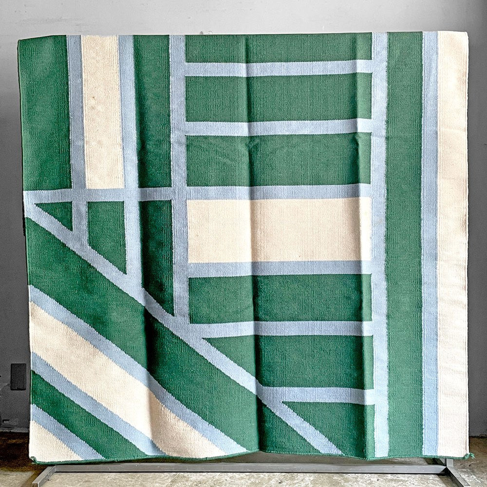 ザ・コンランショップ THE CONRAN SHOP ツーラ TUULA RUG ラグマット ライトブルー×グリーン×アイボリー マルチ ストライプ柄 ウール×コットン×ポリエステル 手織り デザインラグ 170x240cm ■