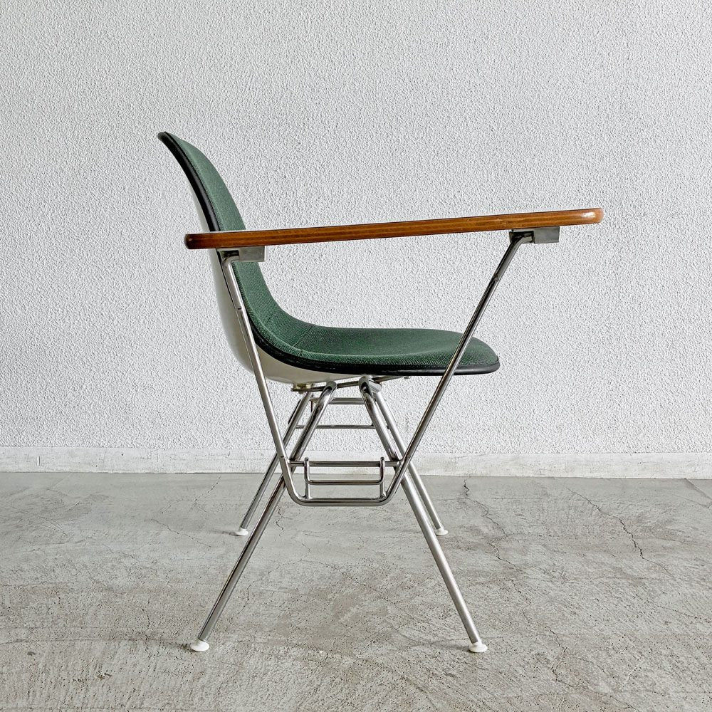 ハーマンミラー Herman Miller サイドシェルチェア セカンド 2nd ビンテージ アプホルスター スクールベース 肘掛けテーブル付 イームズ ミッドセンチュリー A 〓