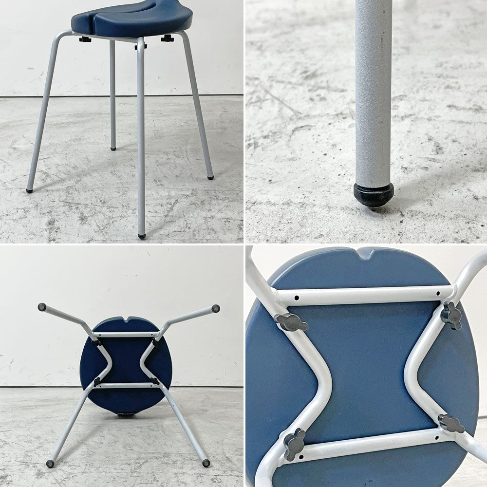 アーユル・チェア ayur-chair × ヒューマンメイド HUMAN MADE スツールタイプ SH49 四本脚 姿勢矯正 坐骨椅子 健康椅子 ネイビー 限定カラー 希少 ●