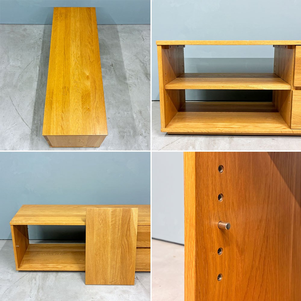 無印良品 MUJI 木製AVラック テレビボード オーク材 ガラス扉無し 2ドロワー ナチュラルモダン W120cm ◎