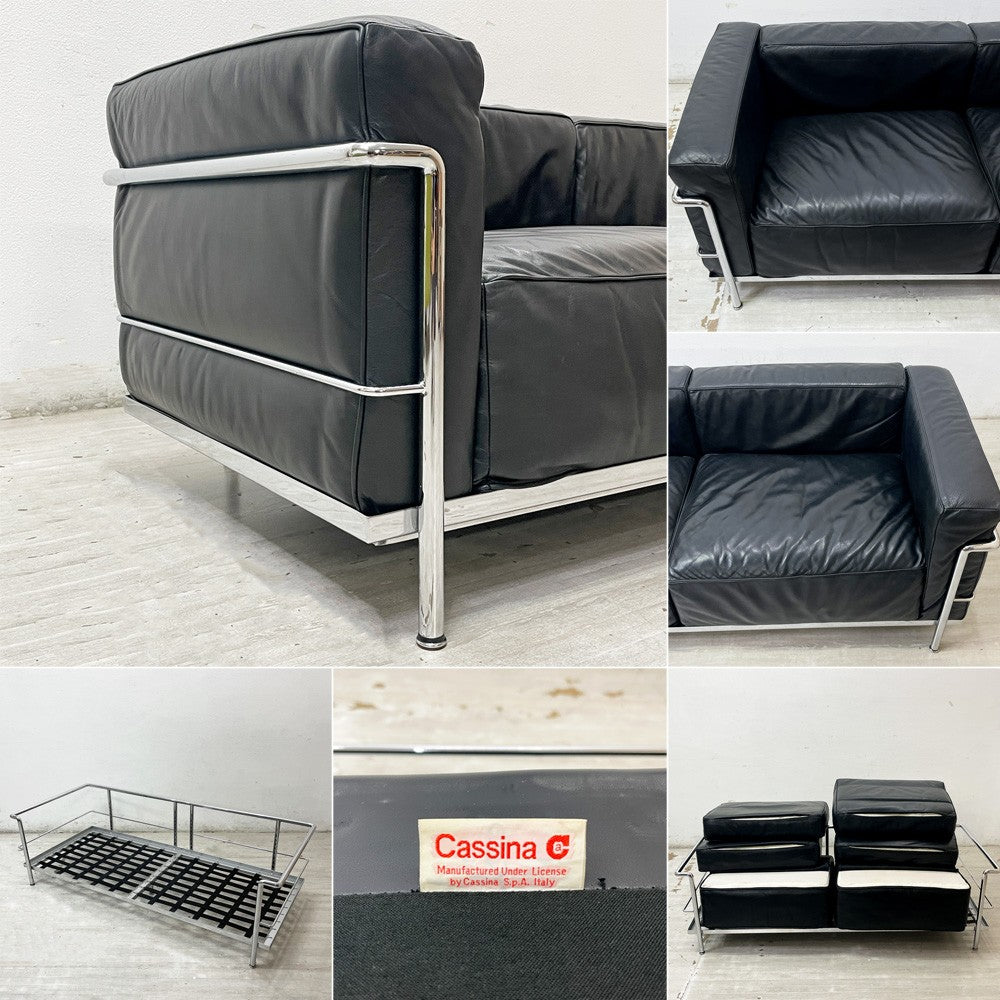 カッシーナ Cassina LC3 グラン コンフォール 2Pソファ 2シーター レザー 本革 ル・コルビュジェ MoMA永久所蔵品 モダンデザイン 定価約￥1,870,000- ●