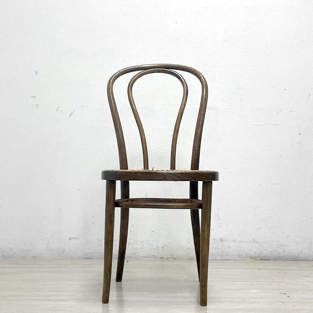 トーネット THONET ビンテージ vintage ベントウッドチェア ラタン座 藤張り 曲木 レトロ コスガ取り扱い B ●