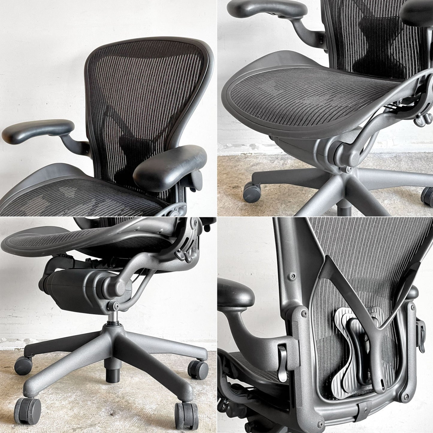 ハーマンミラー Herman Miller アーロンチェア クラシック Bサイズ ポスチャーフィット フル装備 グラファイトベース デスクチェア オフィスチェア ■