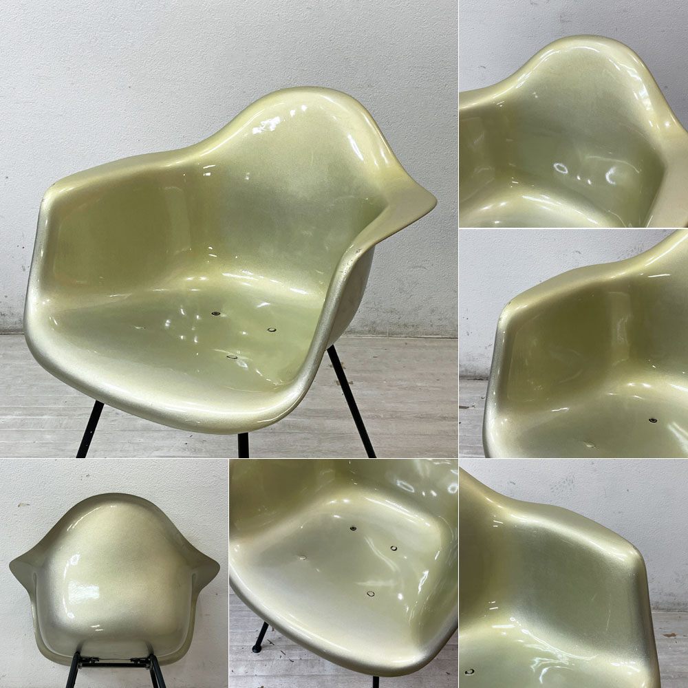 ハーマンミラー Herman Miller アームシェルチェア セカンド 2nd FRP Hベース イームズ ミッドセンチュリー リペイント品 ●