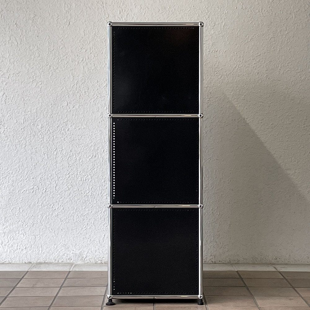 ユーエスエムハラー USMハラー USM Haller モジュラーファニチャー キャビネット シェルフ 1列3段 ドロップダウンドア フリップアップドア グラファイトブラック 鍵付 スイス 定価267,322円 ◇
