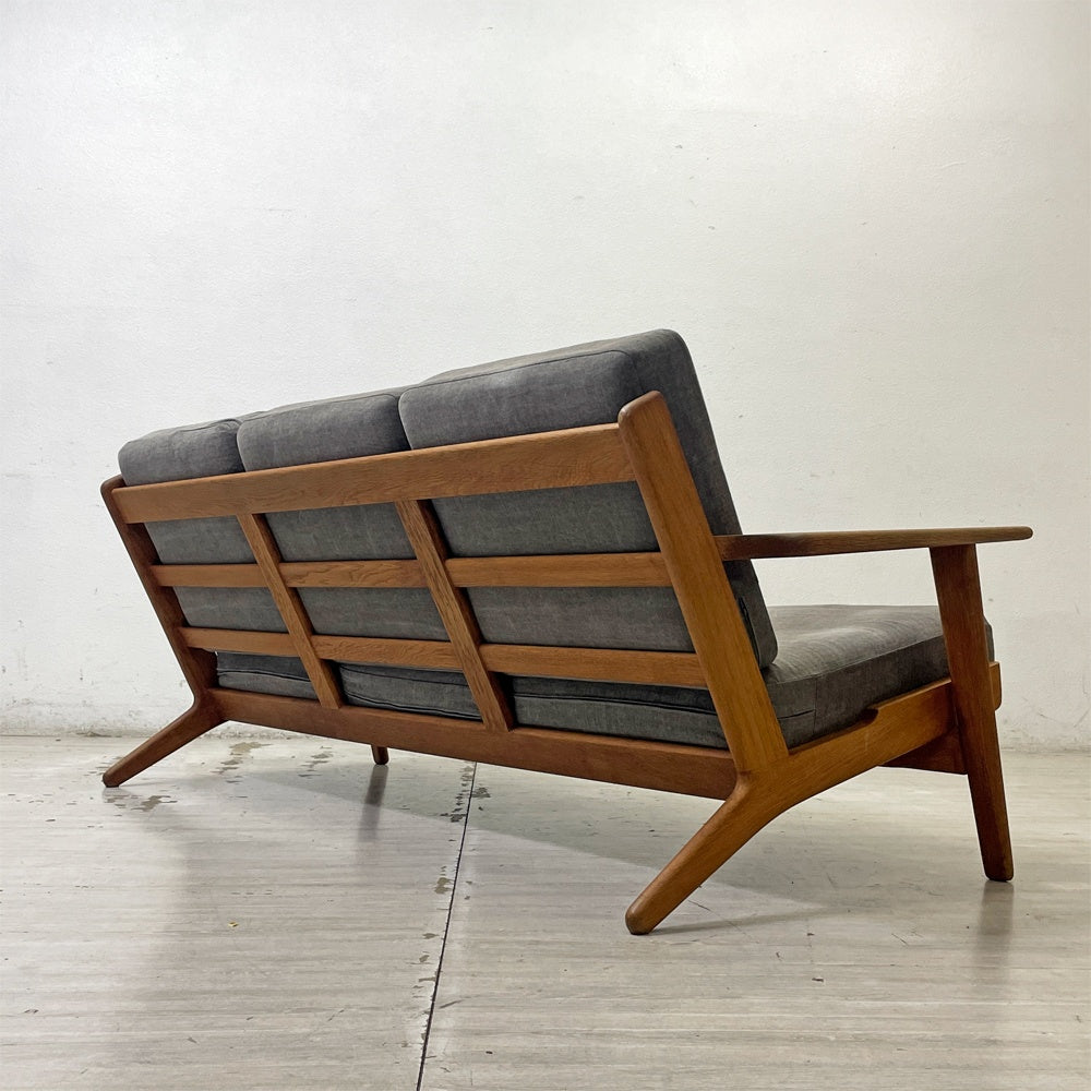 ゲタマ GETAMA GE290 3シーター ソファ ハンス・J・ウェグナー オーク無垢材 ファブリック デンマークビンテージ 北欧家具 HIKE購入品 ●