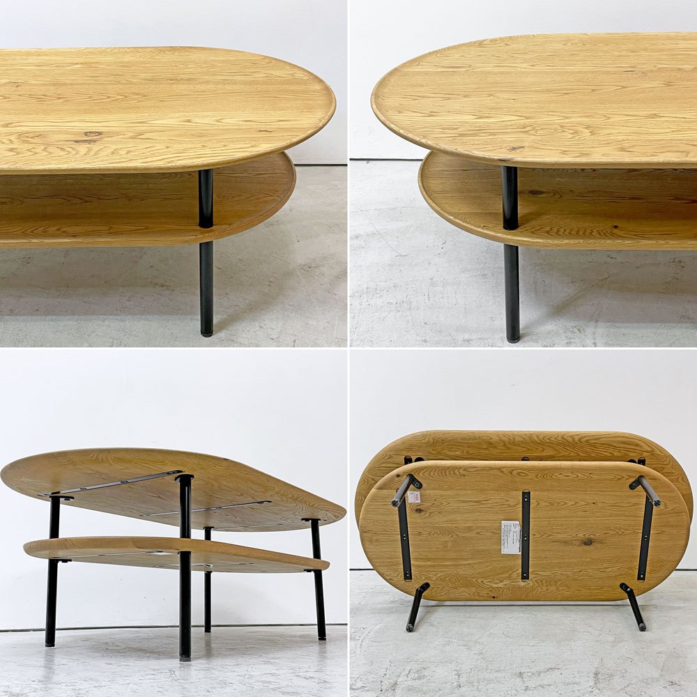 クラッシュゲート CRASH GATE イージーライフ Easy Life サーボ コーヒーテーブル オーバル SERVO COFFEE TABLE W105cm オーク材 ブラックスチール 関家具 展示品 ●