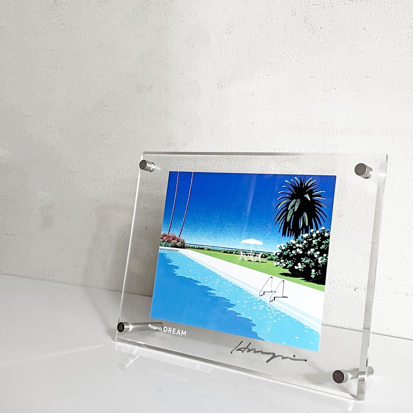 永井 博 サマーマッドネス SUMMER MADNESS 卓上アクリルアート サイン入り  フレーム付き 現代アート ■
