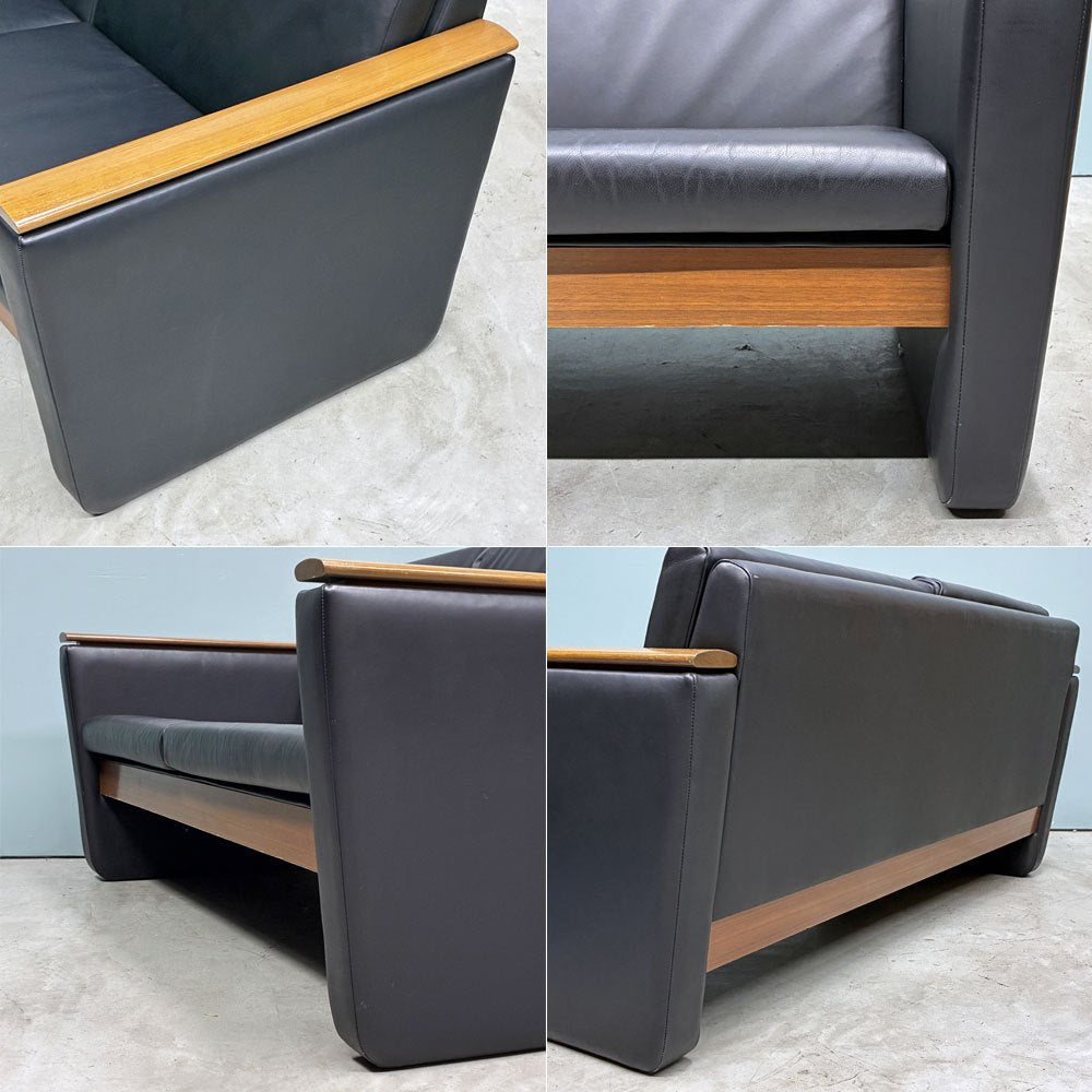 オーダーファニチャー Custom made furniture 木製フレーム ソファ ブラック PVCレザー ミッドセンチュリーデザイン ◎
