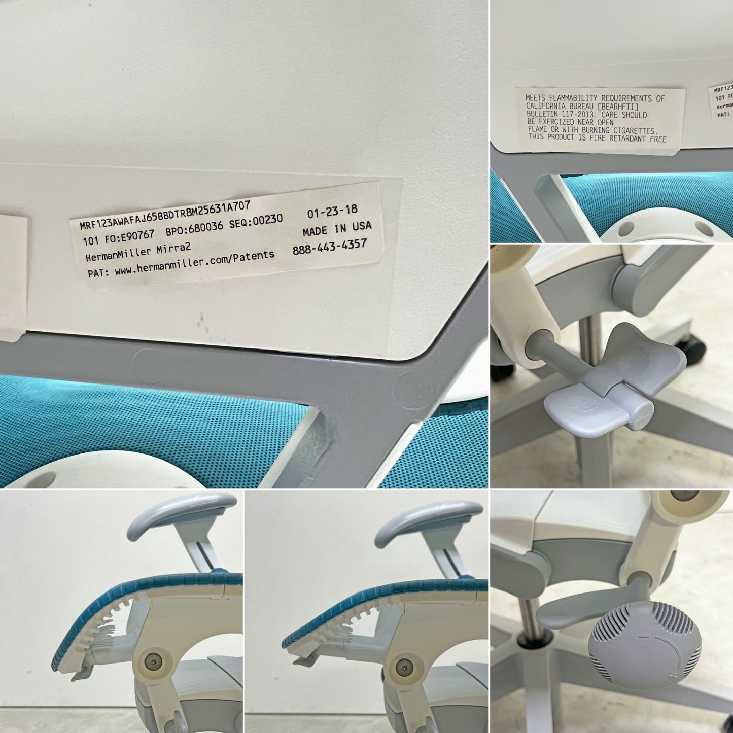 ハーマンミラー Herman Miller ミラ2 Mirra2 オフィスチェア デスクチェア ブルー×ホワイト メッシュシート スタジオ7.5 MRF123AWAF  ●